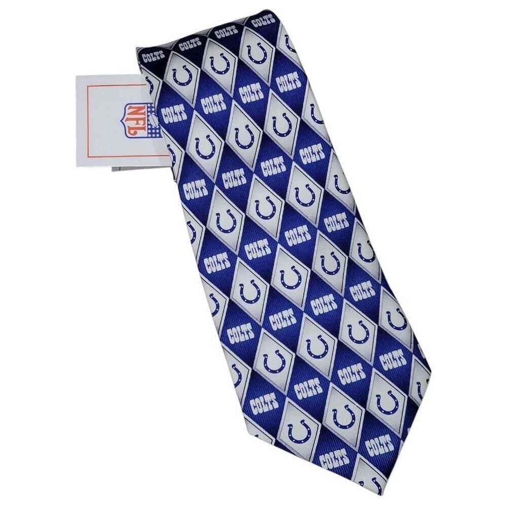 Indianapolis Colts Necktie Silk Diamond Design Neck Tie Logo NFL‎ Football NEW